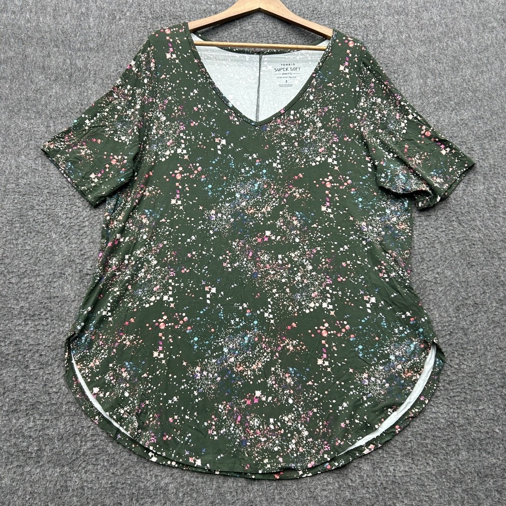 Torrid V Neck Favorite Tunic Super Soft Splatter Olive Green 3 3x Womens Shirt